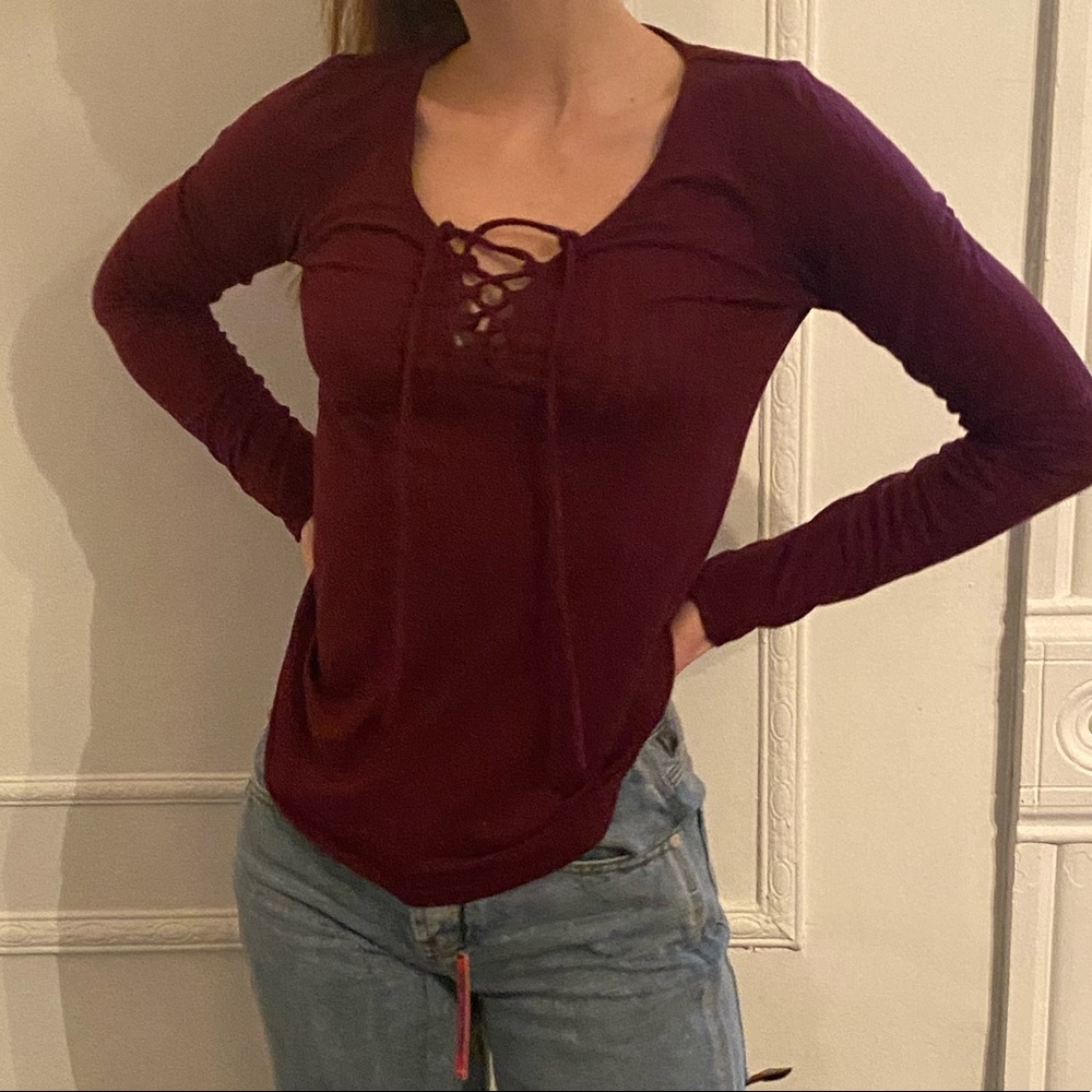 Red V-neck Top